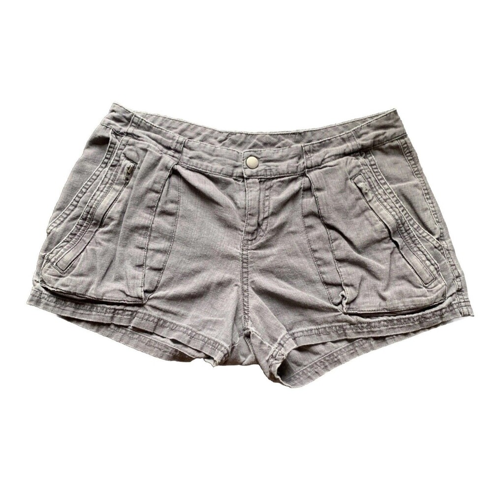 Converse One Star Gray Y2K Shorts  Cargo Linen Blend Distressed Skater 2014 Sz 2